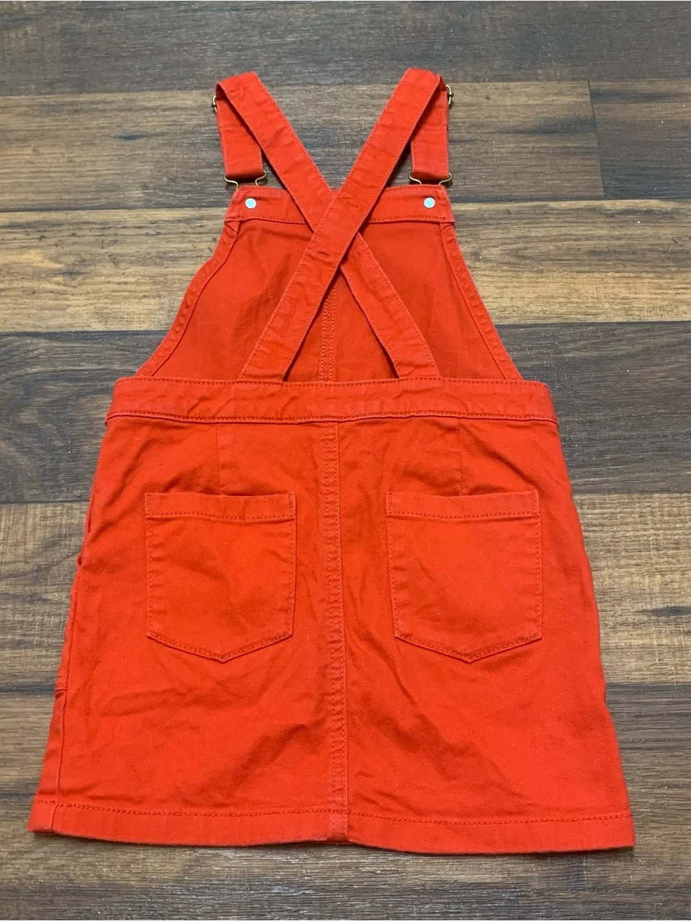 Tommy Hilfiger Red Denim Overall Skirt Dress Girls Size 7 Cotton Blend